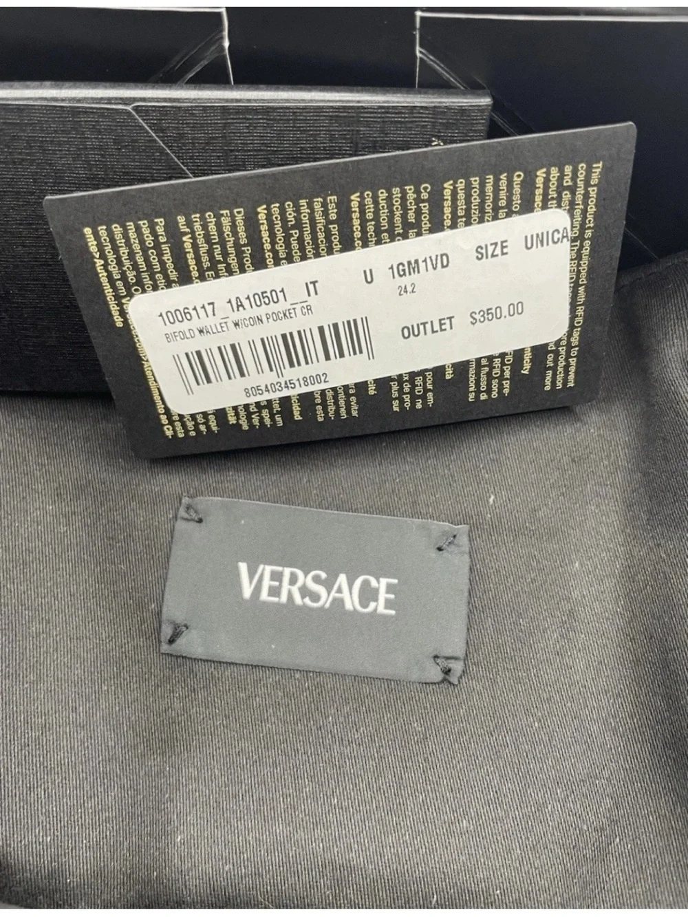 Versace Olive Green Croc-Embossed Leather Money Clip with Gold Medallion